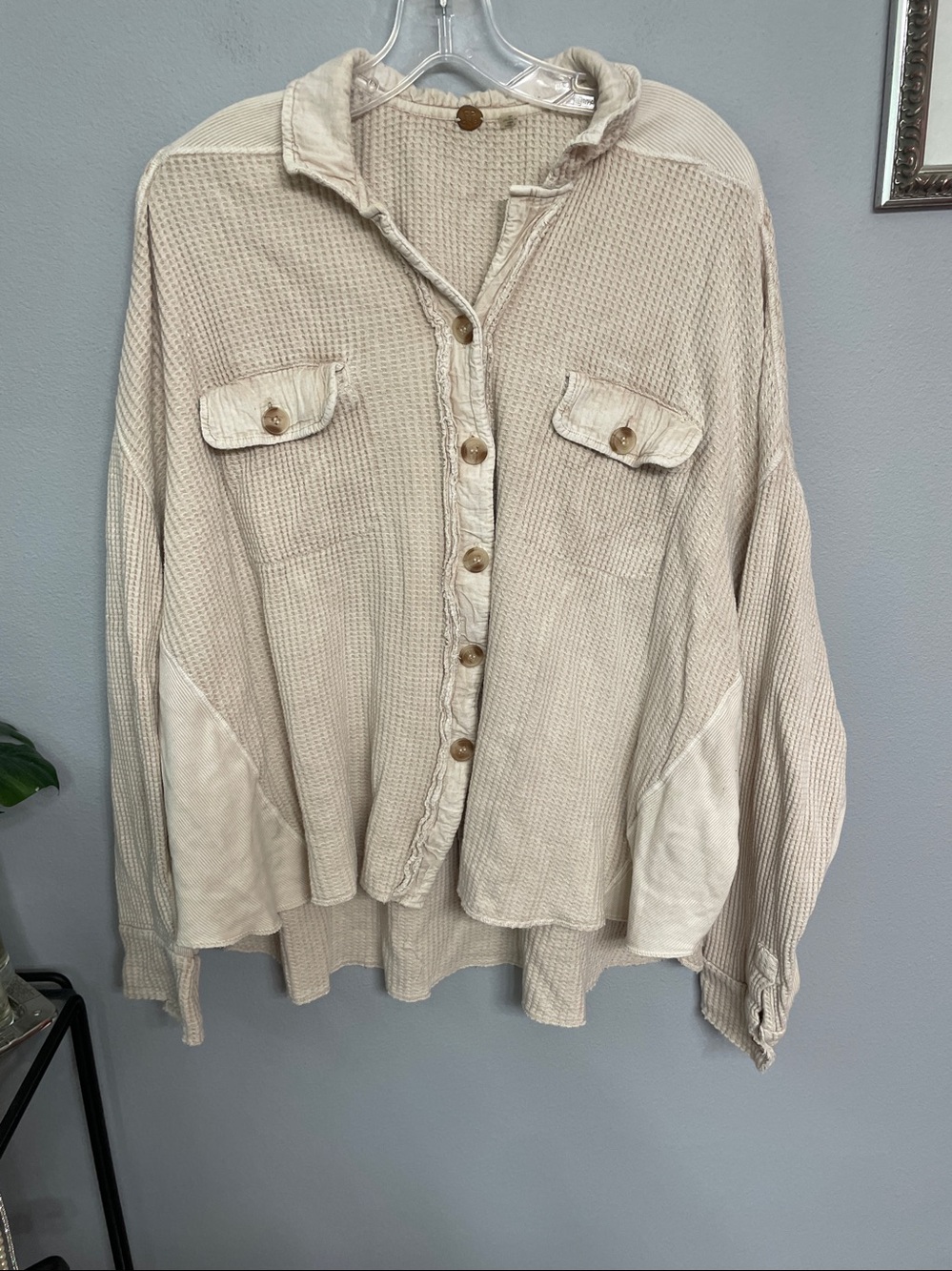 Free People Beige Waffle Knit One Scout Jacket size S